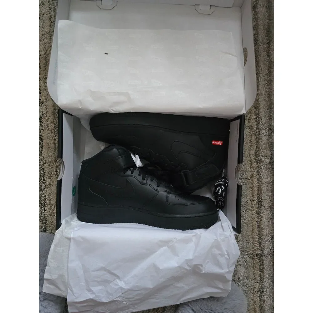 Supreme Air Force 1 Mid Black Mini Box Logo Sneakers Mens 11 NWT DS OG